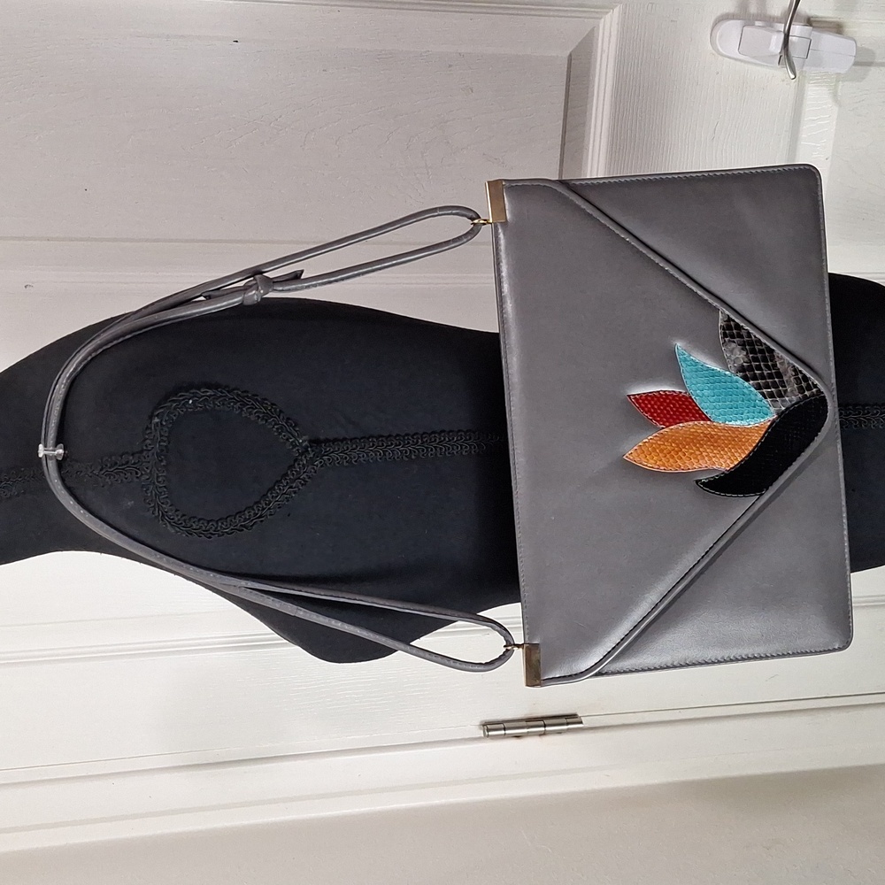 Vintage Leather & Snakeskin Clutch/Crossbody Bag